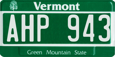 VT license plate AHP943