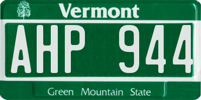 VT license plate AHP944
