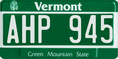 VT license plate AHP945