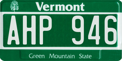 VT license plate AHP946