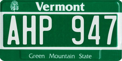 VT license plate AHP947