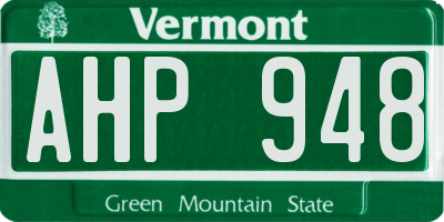 VT license plate AHP948