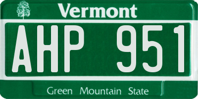 VT license plate AHP951