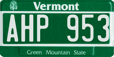 VT license plate AHP953