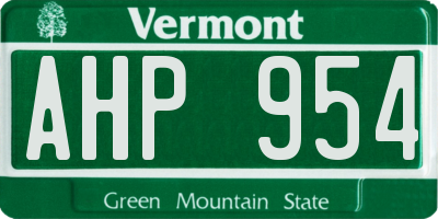 VT license plate AHP954