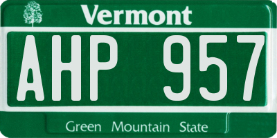 VT license plate AHP957