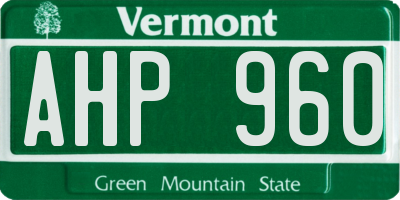 VT license plate AHP960