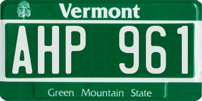 VT license plate AHP961