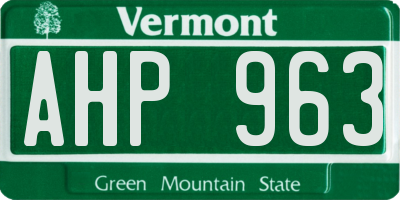 VT license plate AHP963