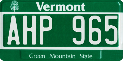 VT license plate AHP965