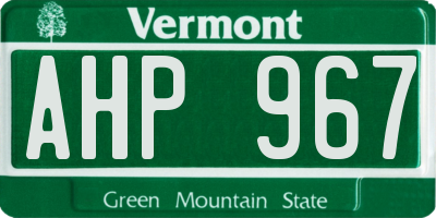 VT license plate AHP967