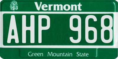 VT license plate AHP968