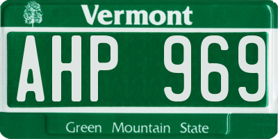 VT license plate AHP969