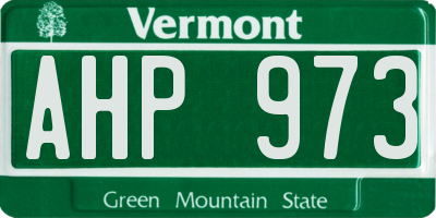 VT license plate AHP973