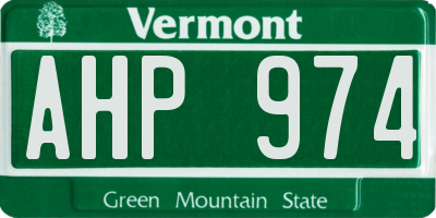 VT license plate AHP974
