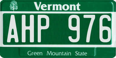 VT license plate AHP976
