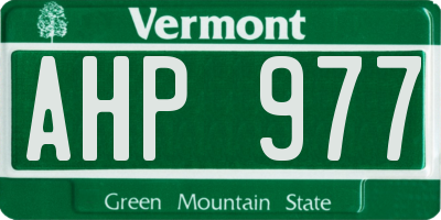 VT license plate AHP977