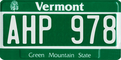 VT license plate AHP978