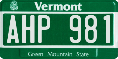 VT license plate AHP981