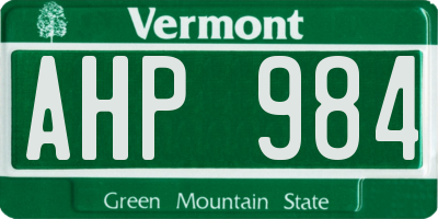 VT license plate AHP984