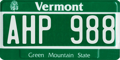 VT license plate AHP988