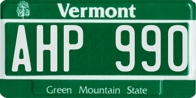 VT license plate AHP990