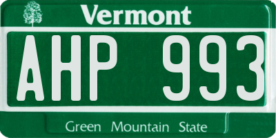 VT license plate AHP993