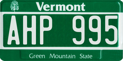 VT license plate AHP995