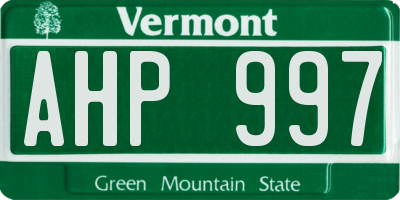 VT license plate AHP997
