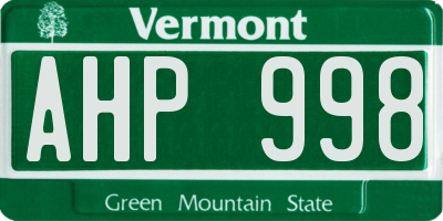 VT license plate AHP998