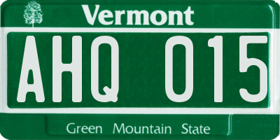 VT license plate AHQ015