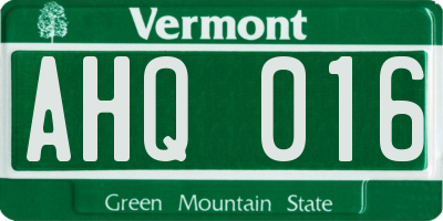 VT license plate AHQ016