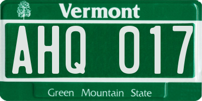 VT license plate AHQ017