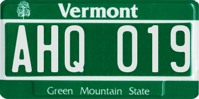VT license plate AHQ019