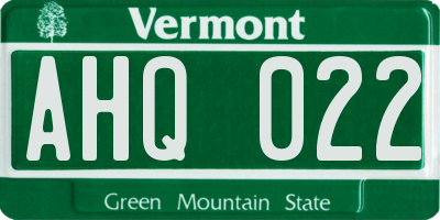 VT license plate AHQ022
