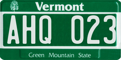VT license plate AHQ023