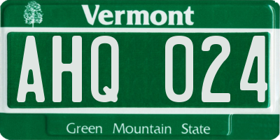 VT license plate AHQ024