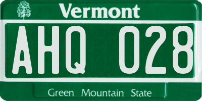 VT license plate AHQ028