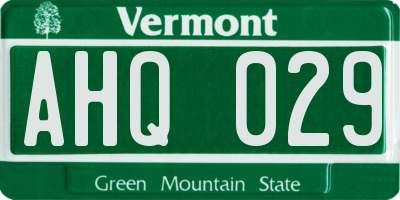 VT license plate AHQ029