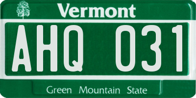 VT license plate AHQ031