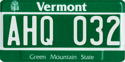 VT license plate AHQ032