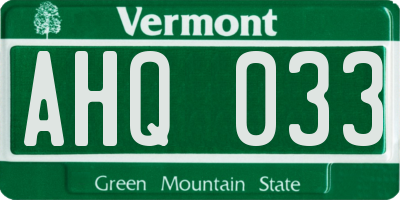 VT license plate AHQ033