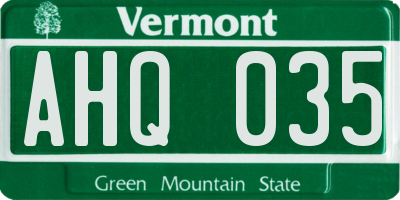 VT license plate AHQ035