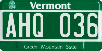 VT license plate AHQ036