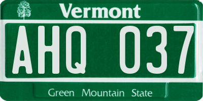 VT license plate AHQ037