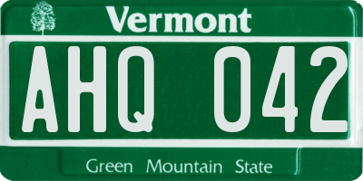 VT license plate AHQ042