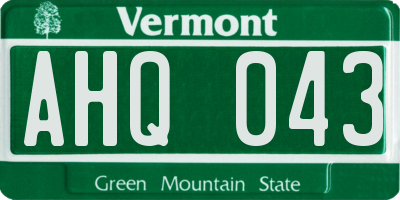 VT license plate AHQ043