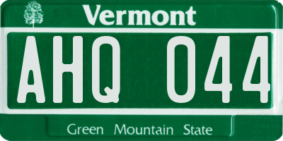 VT license plate AHQ044