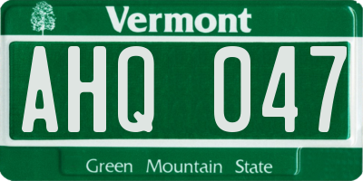 VT license plate AHQ047