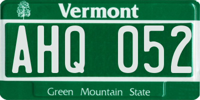 VT license plate AHQ052